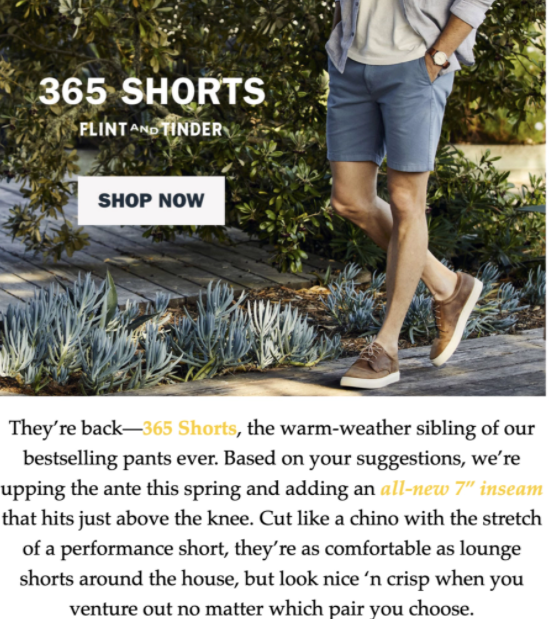 Email Copy for 365 Shorts for Huckberry