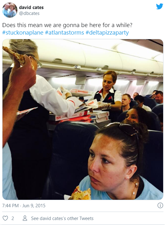 Dela Airlines Free Pizza Party for Passengers