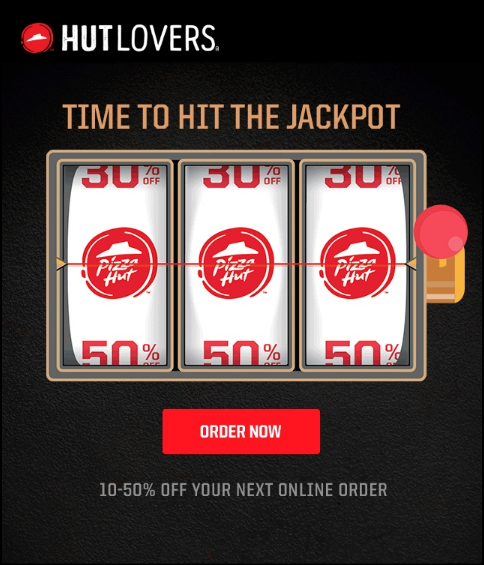 Pizza Hut Gamification Jackpot Slot in Email