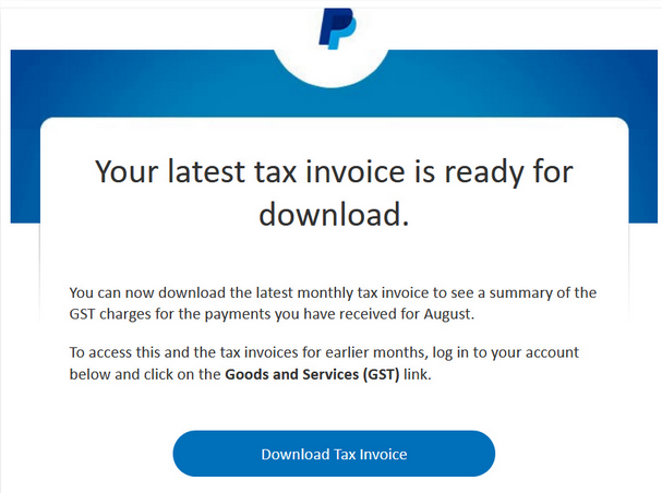 PayPal Tax Invoice Email