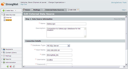 StrongView SalesLogix External Data Source